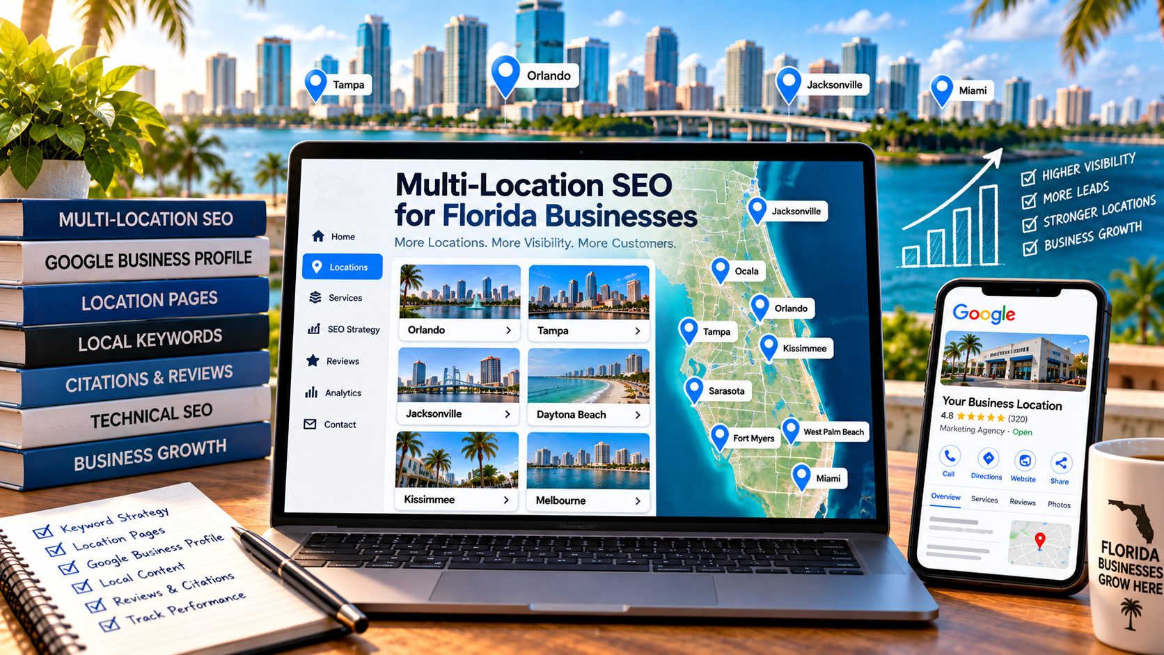 Multi-location SEO Florida strategy with location pages and Google Business Profiles